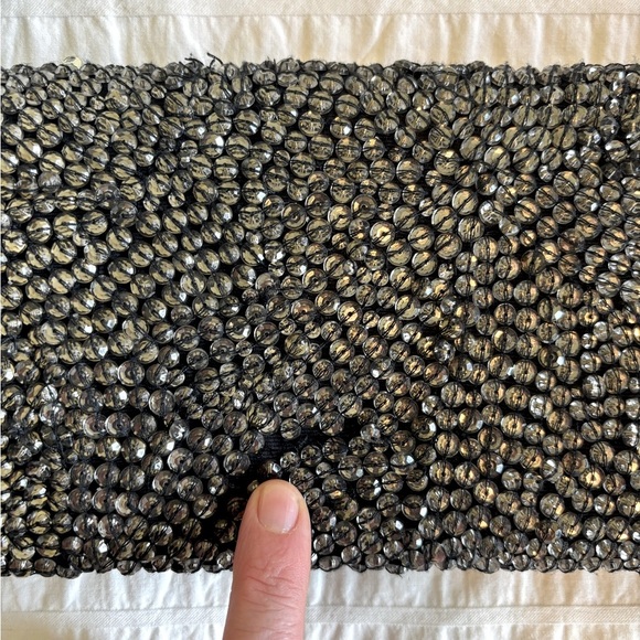 Club Monaco Emily Silver Gems Gemstone Beaded Embellished Embroidered Clutch Bag - Picture 4 of 10